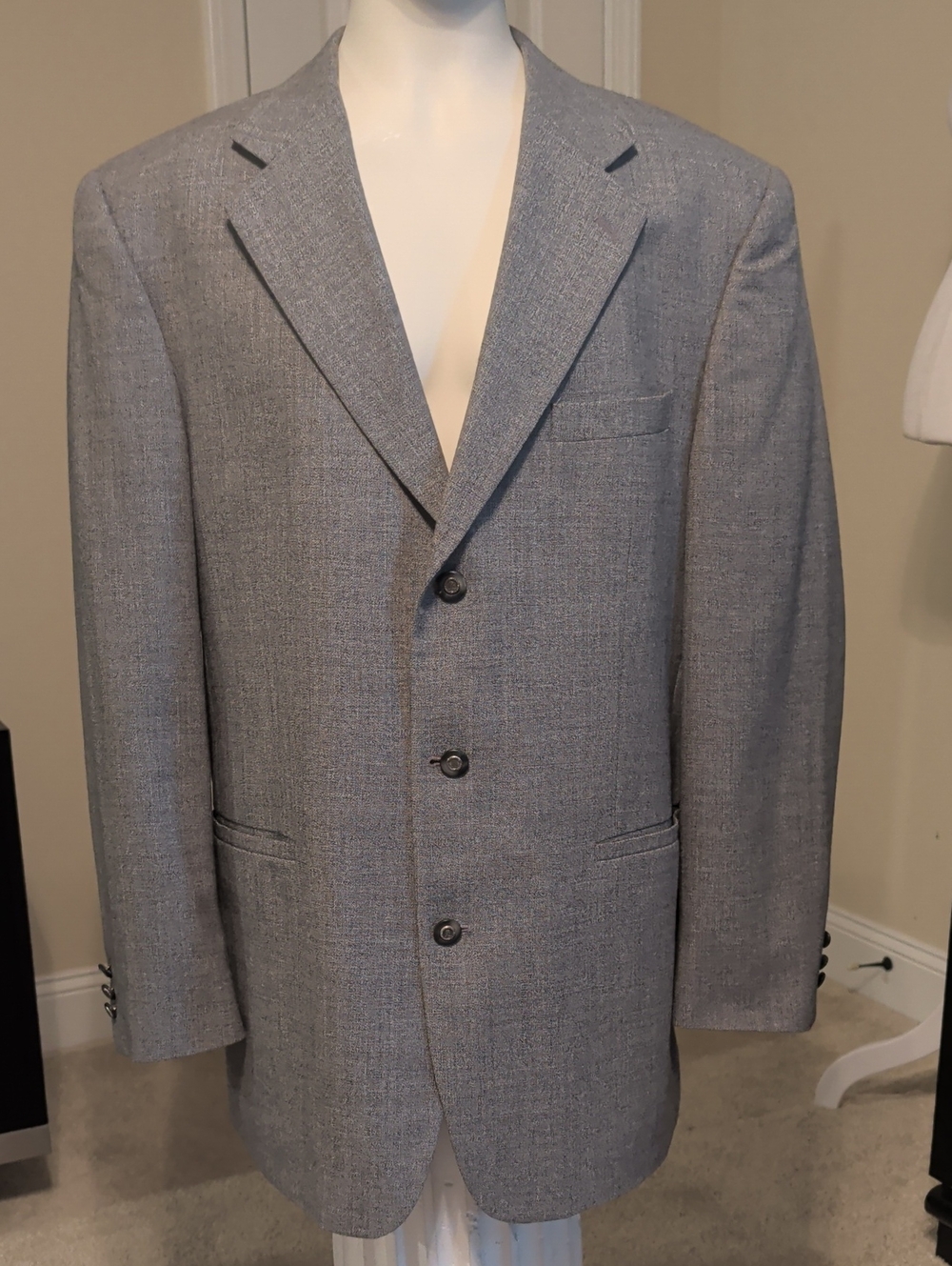 Vintage 100 percent Wool Gray Single-Breasted Men's Suit Jacket